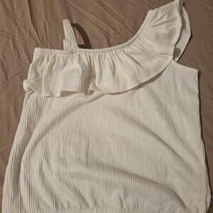 Old Navy Cream One-Shoulder Ruffle Tank